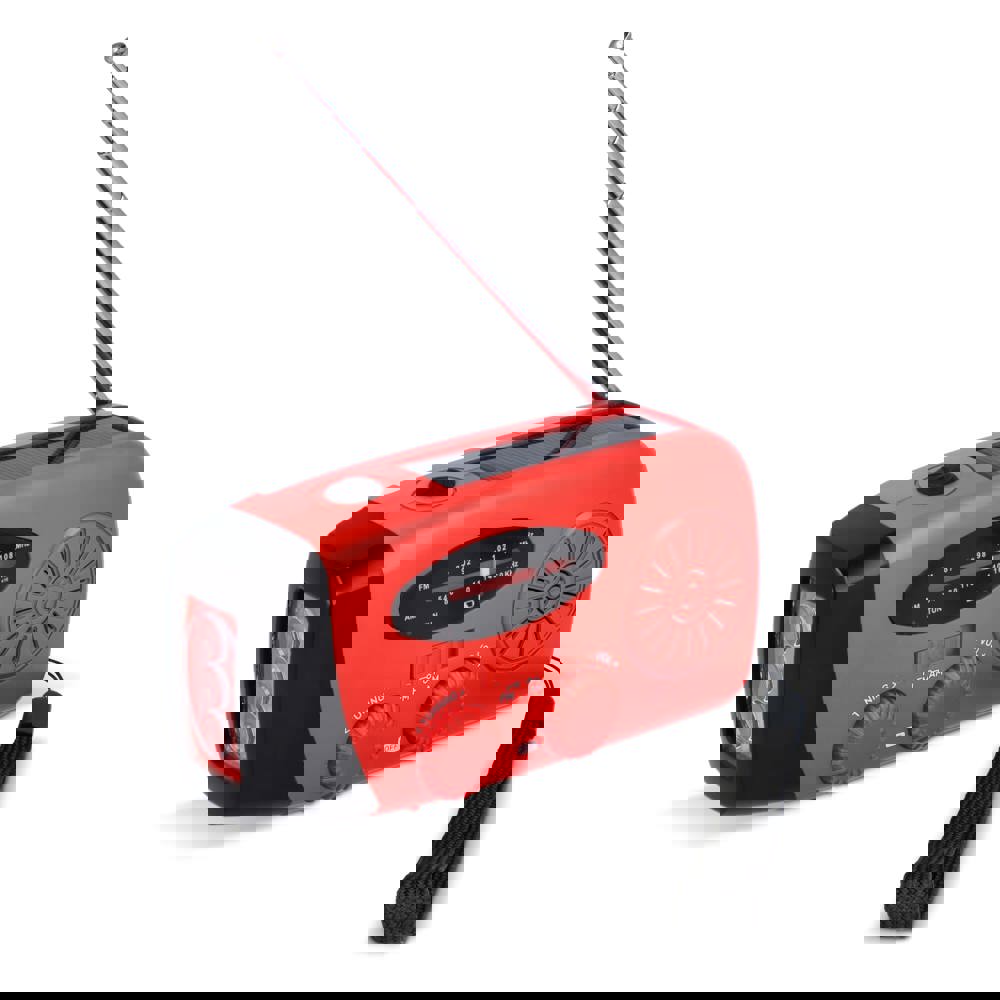 SafeSound Noodradio met Zonne-energie en Opwindbaar - Rood