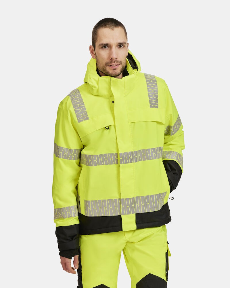 Jobman - 1235 Winterjas Signalisatie Geel/Zwart 3XL