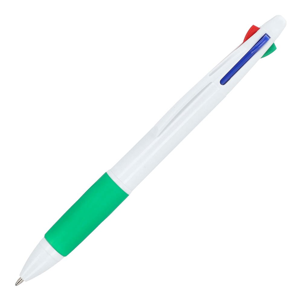 4-kleuren balpen met grip - Wit / Groen