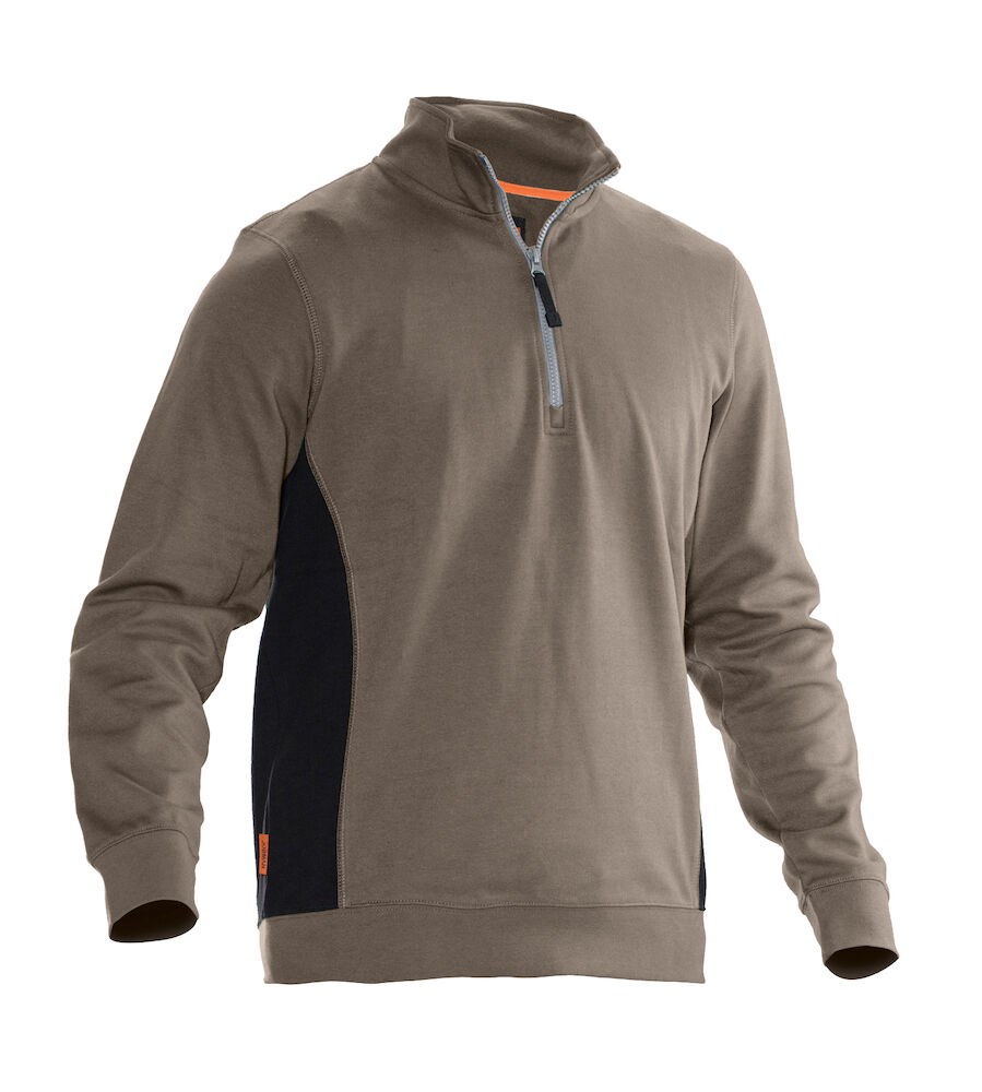 Jobman - 5401 Halfzip Sweatshirt Khaki/Zwart M