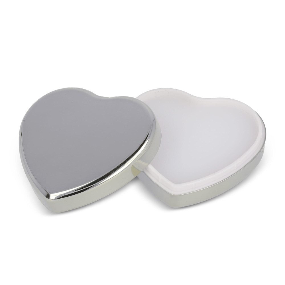 Platte metallic lippenbalsem in hartvorm - Zilver