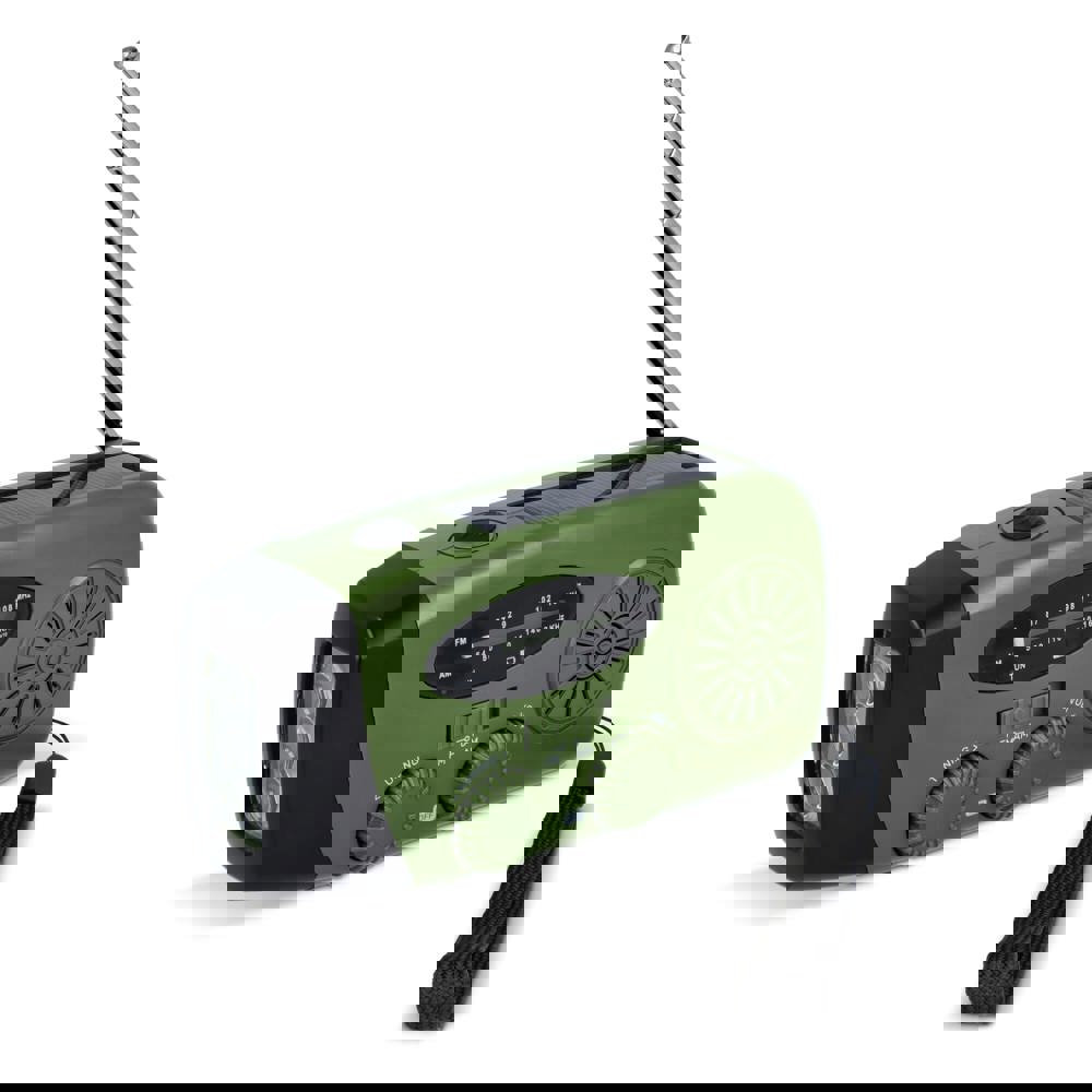 SafeSound Noodradio met Zonne-energie en Opwindbaar - Donker Groen