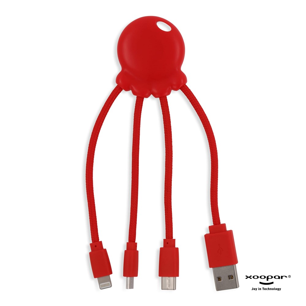 2087 | Xoopar Eco Octopus Oplaadkabel - Rood