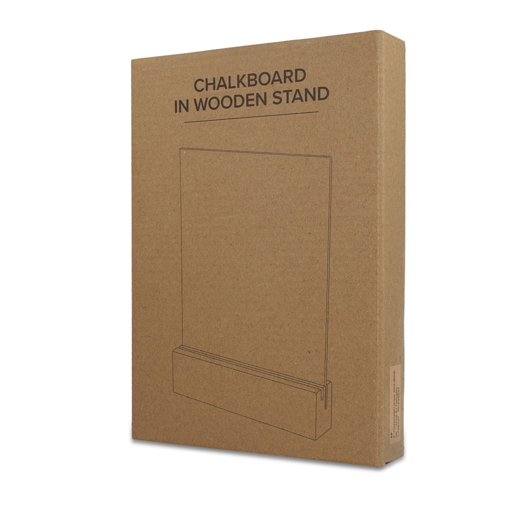 Krijtbord in houten standaard