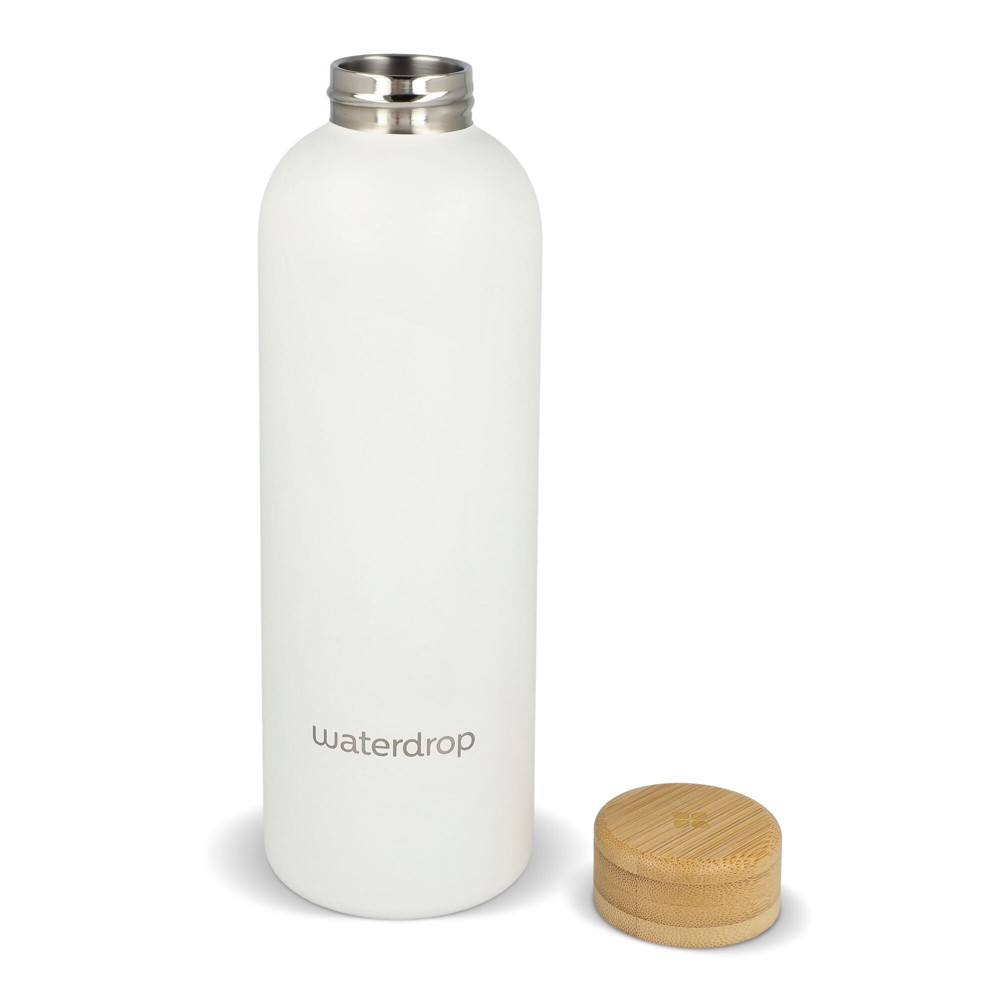 Waterdrop Roestvrijstalen Fles met Bamboe dop 600ml