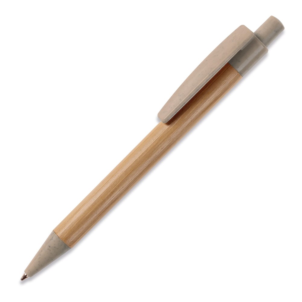 Ball pen bamboe met tarwestro - Grijs
