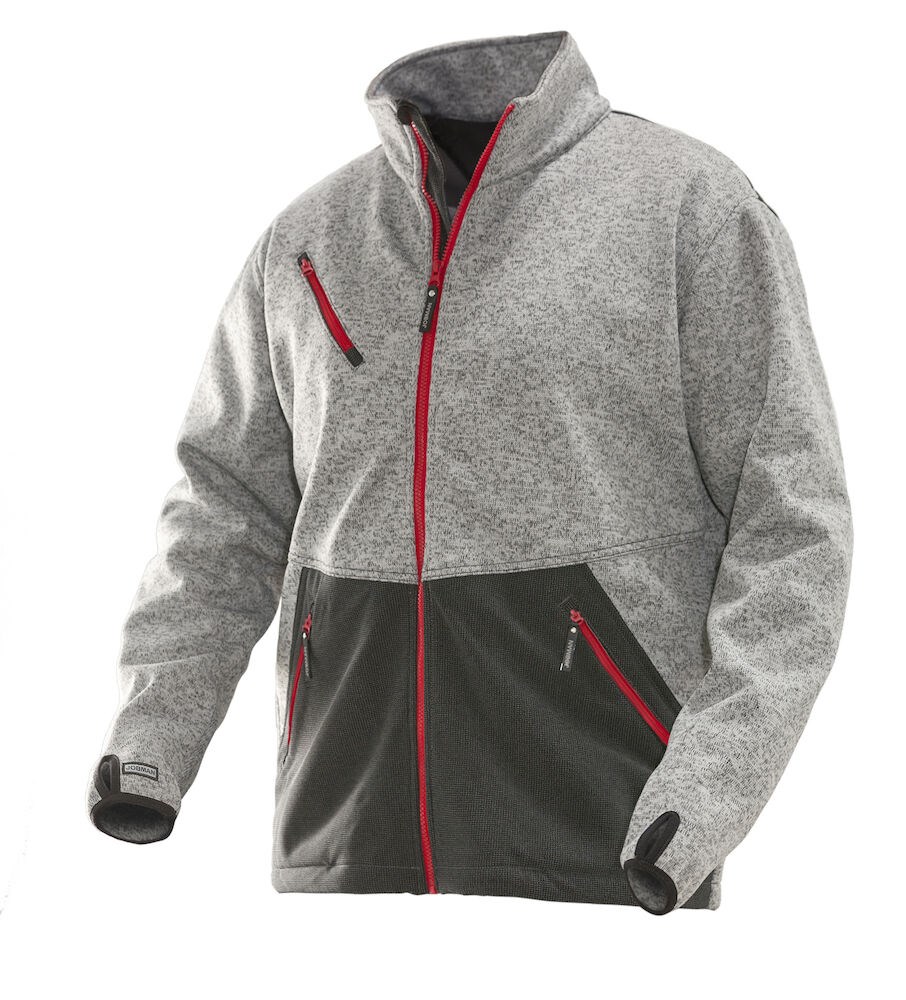 Jobman - 1247 Softshell Jacket Grijs Melange/Rood L