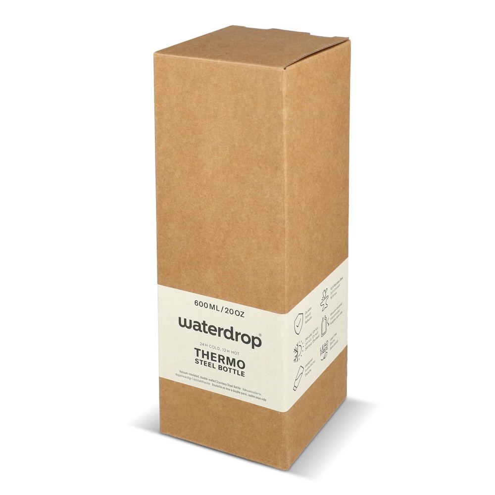 Waterdrop Roestvrijstalen Fles met Bamboe dop 600ml