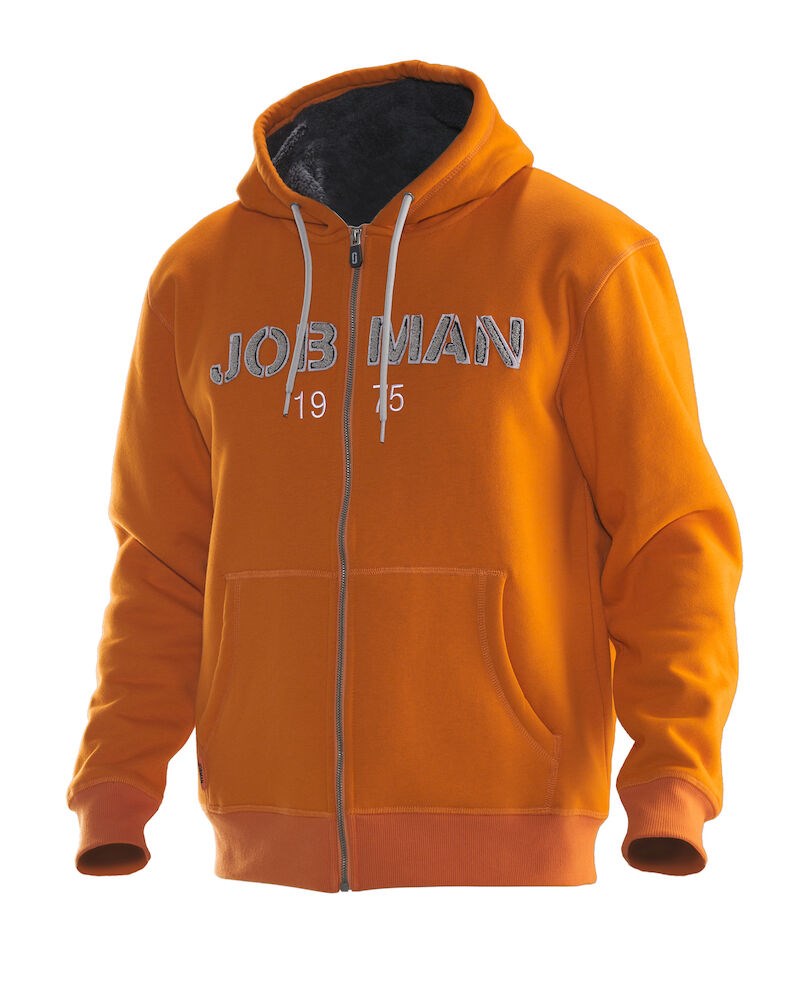 Jobman - 5154 Vintage Hoodie Lined Oranje/Donkergrijs M