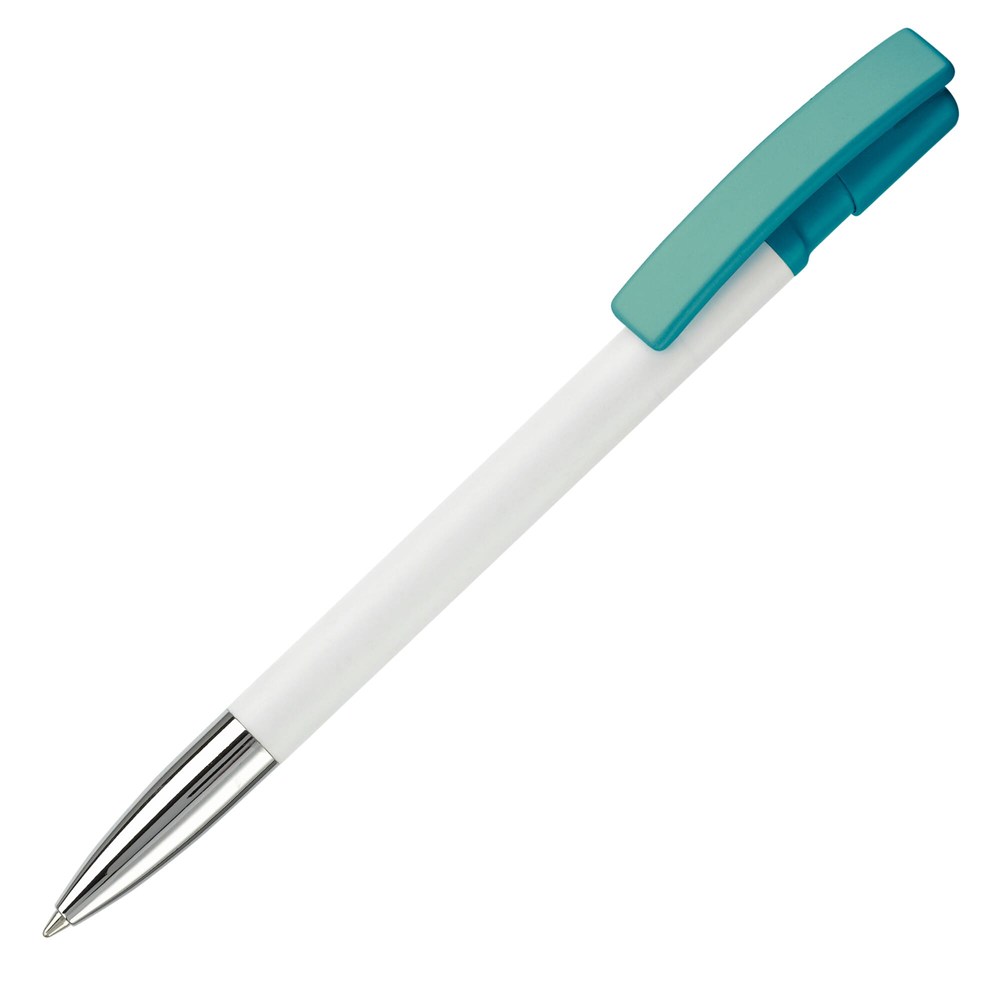 Balpen Nash metalen tip hardcolour - Wit / Turquoise