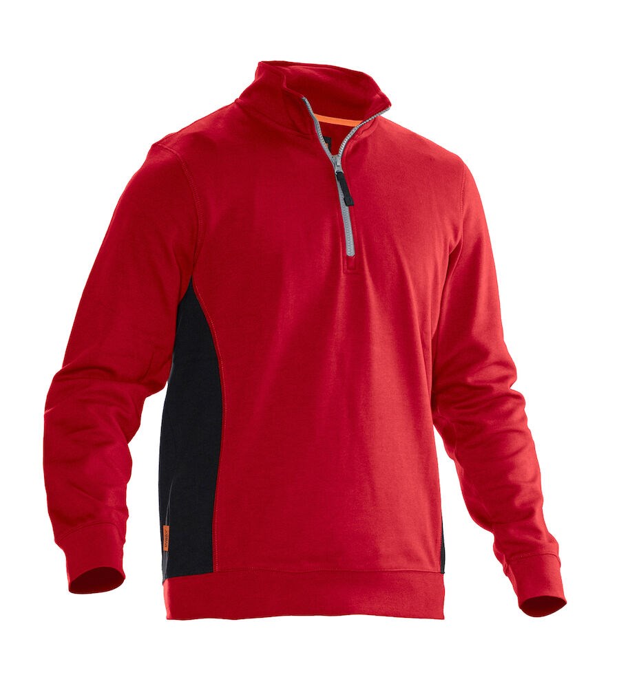 Jobman - 5401 Halfzip Sweatshirt Rood/Zwart XS