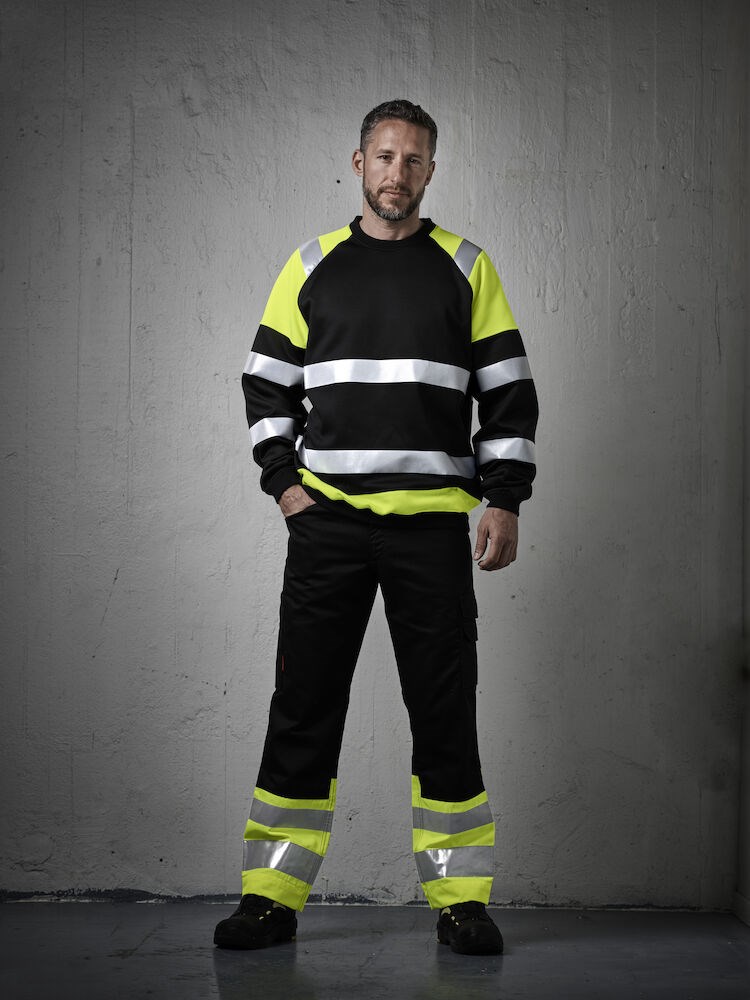 Jobman - 5124 Hi-Vis Sweatshirt Zwart/HV Geel L